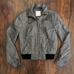 Heritage Salt and Pepper Wool Bomber Jacket
